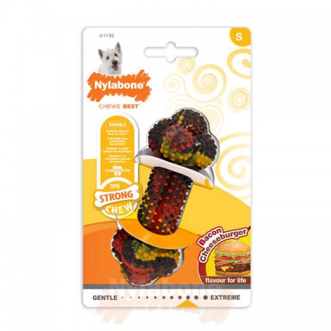 Nylabone Domuz Pastırması ve Cheeseburger Aromalı Köpek Çiğneme Kemiği  S