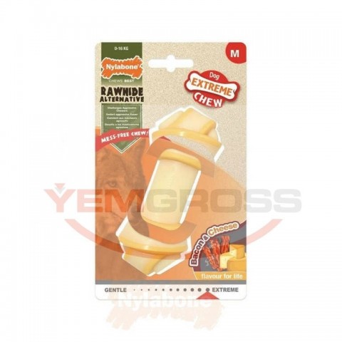 Nylabone Domuz Pastırması ve Peynir Aromalı Köpek Çiğneme Kemiği  M