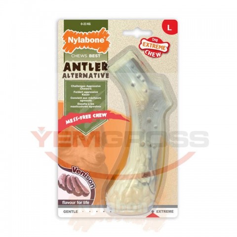 Nylabone Geyik Aromalı Köpek Çiğneme Kemiği L