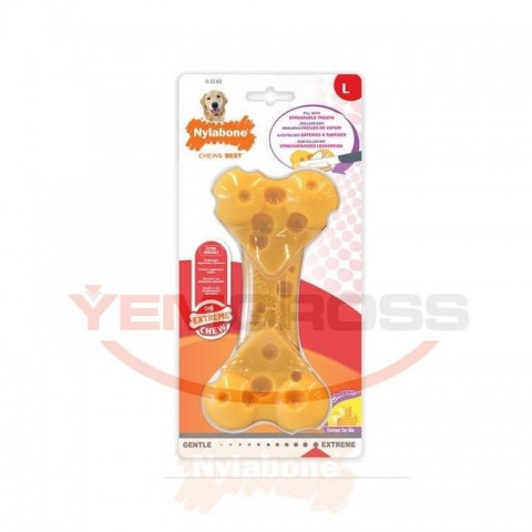 Nylabone Peynir Aromalı Köpek Çiğneme Kemiği L