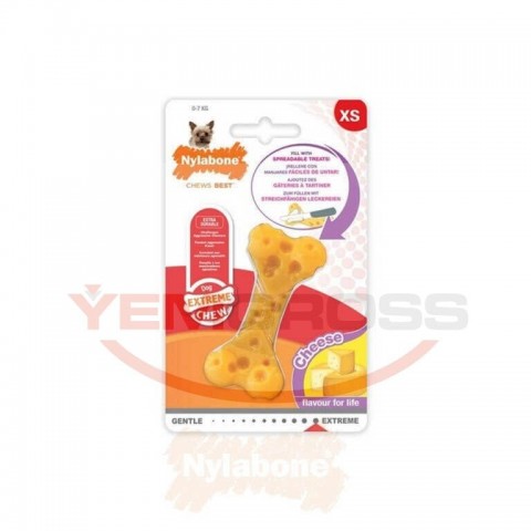 Nylabone Peynir Aromalı Köpek Çiğneme Kemiği XS