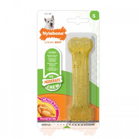 Nylabone Tavuk Aromalı Köpek Çiğneme Kemiği S