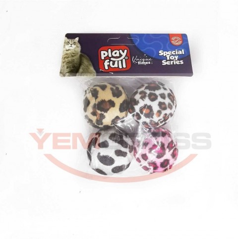 PF-4056-Playfull Kumaş Top Kedi Oyuncağı 3,5 Cm 4'Lü