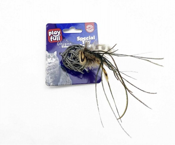 PF-4061 Playfull Tüylü Zilli Kedi Oyuncağı 11x4 Cm