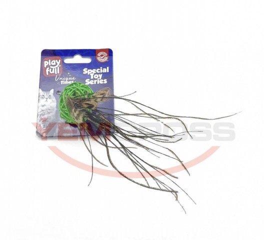 PF-4061 Playfull Tüylü Zilli Kedi Oyuncağı 11x4 Cm
