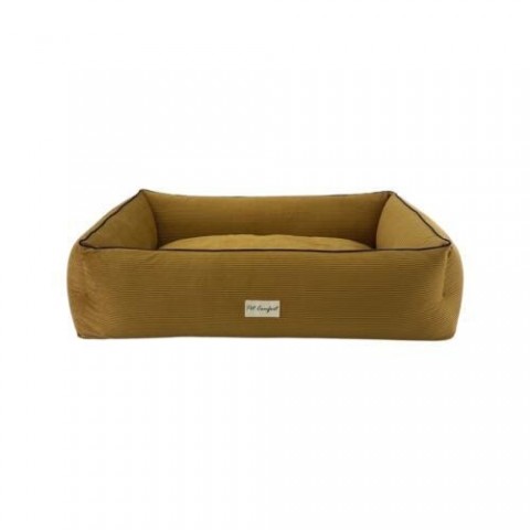 Pet Comfort Golf  Köpek Yatağı Hardal w Parliament Mavi Biye L 105x80cm