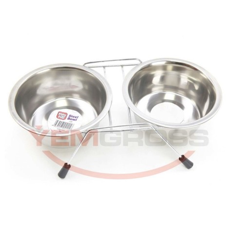 Playfull Krom Kaplı Çiftli Mama Kabı 1 QT (SWT 2401)