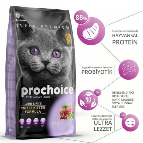 Prochoice Cat Pro 38 Cat Kitten Plus Lamb & Rice 2 Kg