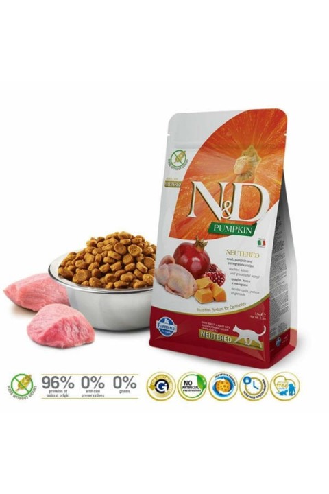 Nd Pumpkin Bildircin & Nar Neutered Tahılsız Kedi Maması - 1.5 Kg