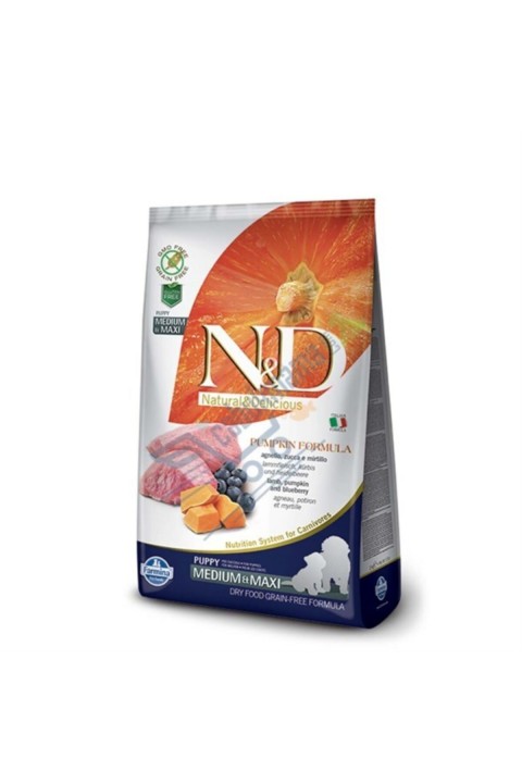 Nd Pumpkin Kuzu Etli Puppy Med.Maxi Tahılsız Köpek Maması - 12 Kg