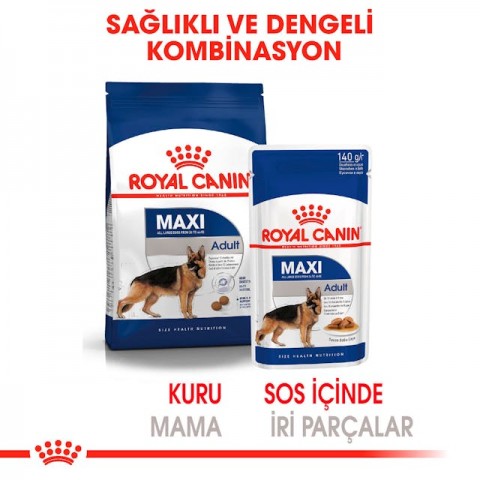 Royal Canin Maxi Adult Büyük Irk Yetişkin Köpekler İçin Parça Etli Konserve Yaş Mama Pouch 140 Gr
