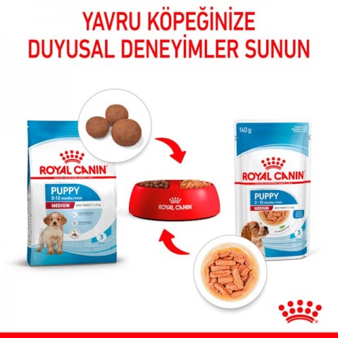 Royal Canin Medium Puppy Orta Irk Yavru Köpekler İçin Parça Etli Konserve Yaş Mama Pouch 140 Gr