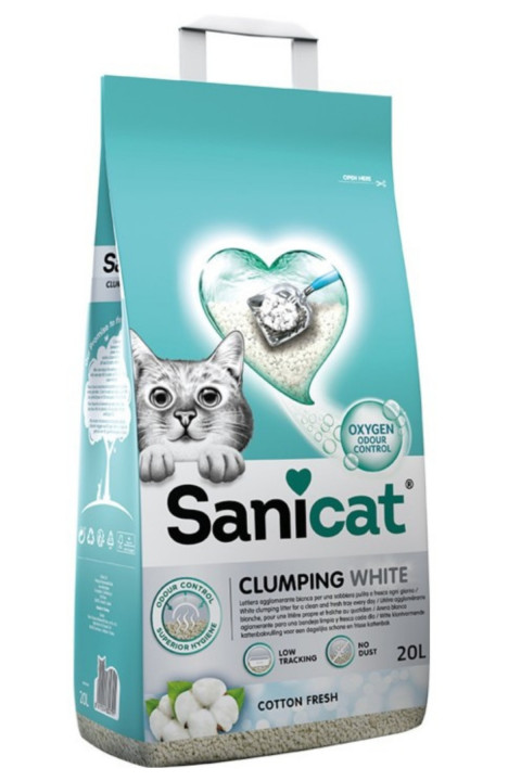 Sanicat Clumping White Koton Ferahlığı Kedi Kumu 20l