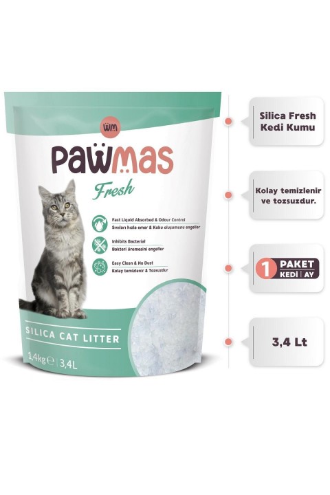 Pawmas Silika Fresh Kedi Kumu 3.4 Lt (Ötv Dahil)