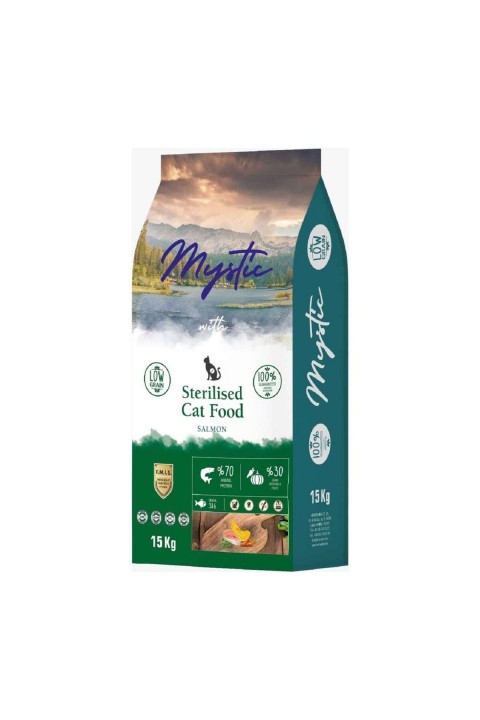 Mystic Az Tahıl Yetişkin Kedi Mama Steril Somon 15 Kg