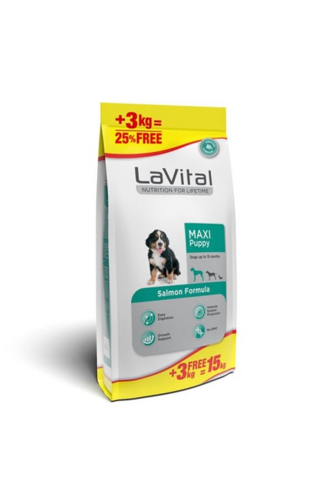 Lavital Maxi Puppy Salmon Köpek Maması - 12 Kg + 3 Kg