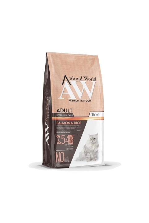 Animal World Somonlu ve Pirinçli Kısırlaştırılmış Kedi Maması 15 Kg
