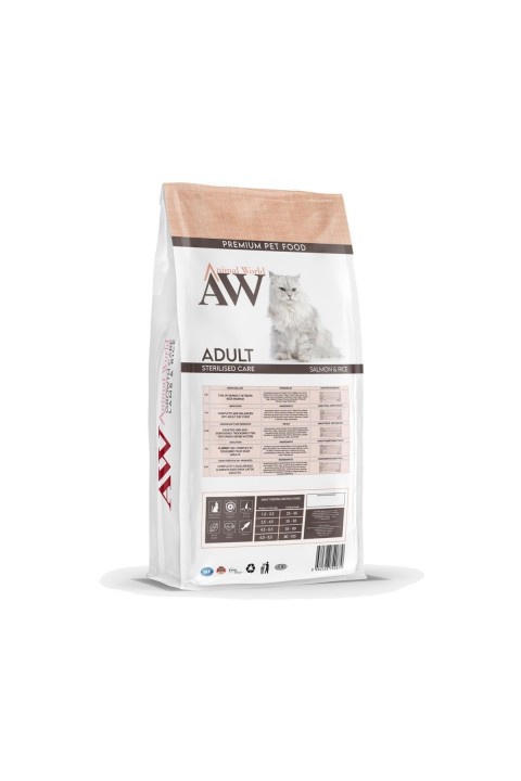 Animal World Somonlu ve Pirinçli Kısırlaştırılmış Kedi Maması 15 Kg