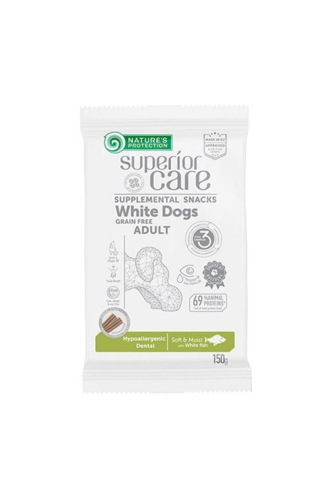 Natures Protection White Dog Snacks Beyaz Tüylü Ağız Diş Sağlığı Tahılsız Köpek Ödülü 150 Gr