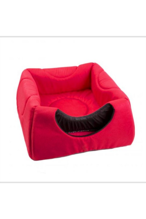 Üç Fonksiyonlu Kırmızı Kedi Yuvası Yatağı Taytüyü Yıkanabilir 40x40 Cm