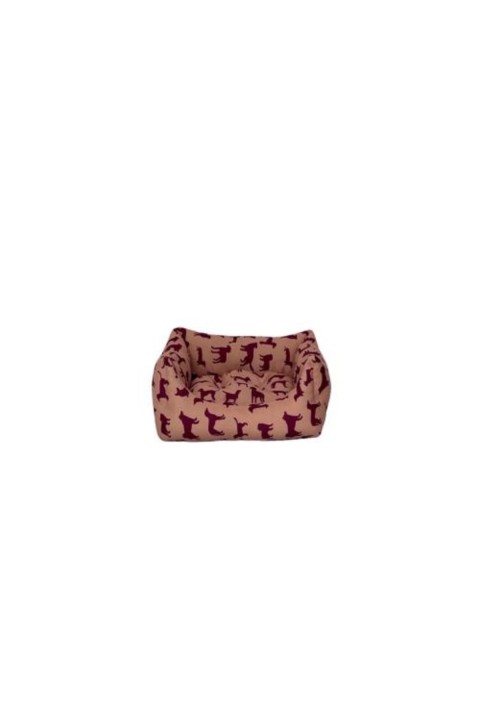 Pet Comfort Uniform Bej-Bordo Kedi ve Köpek Yatağı S 50x40cm
