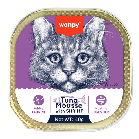 Wanpy Kedi 40g  Ton Balıklı & Karidesli Alutray Yaş Mama